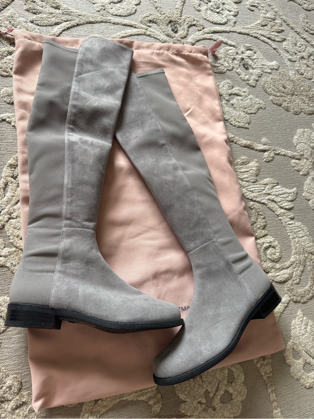 Stuart Weitzman Over-the-Knee Suede Boots in Gray